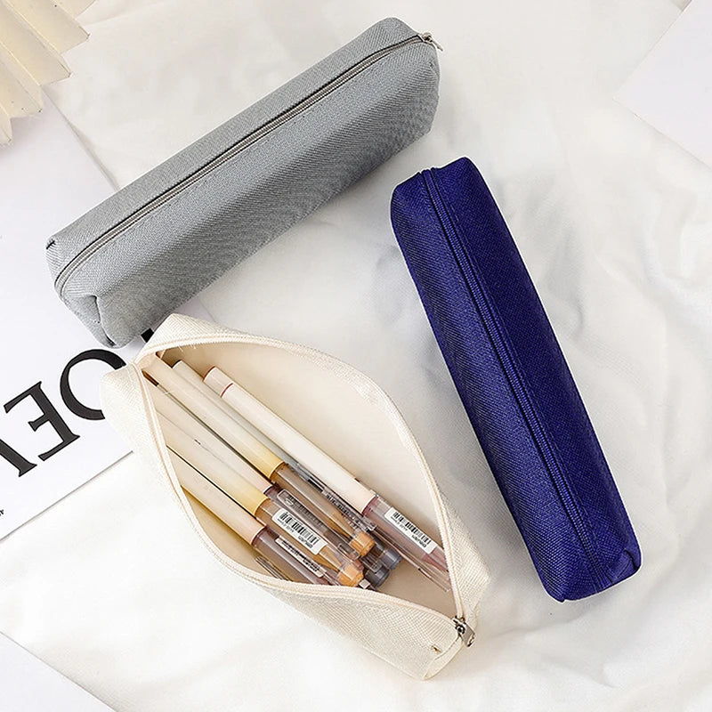 Simple Solid Color Pencil Case – School Supplies Pencil Pouch