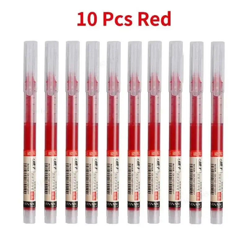 10pcs High Quality 0.5mm Needle Type Gel Ink Pens Straight Liquid Ballpoint Pen Color Stationery School Office Writing Supplies