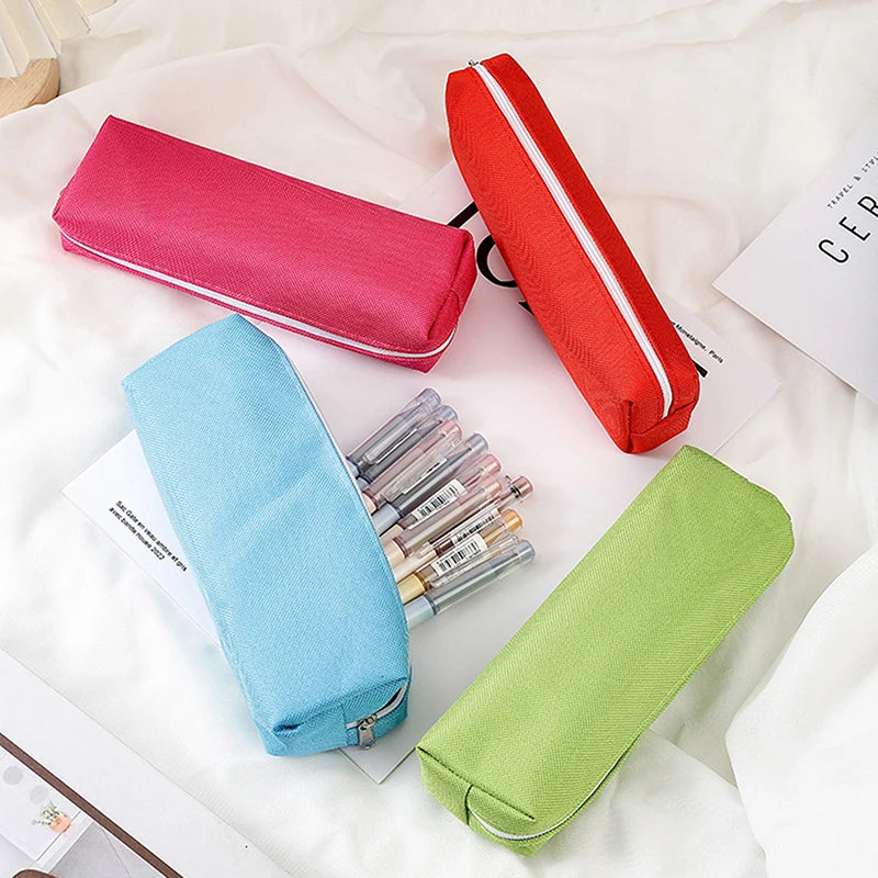 Simple Solid Color Pencil Case – School Supplies Pencil Pouch