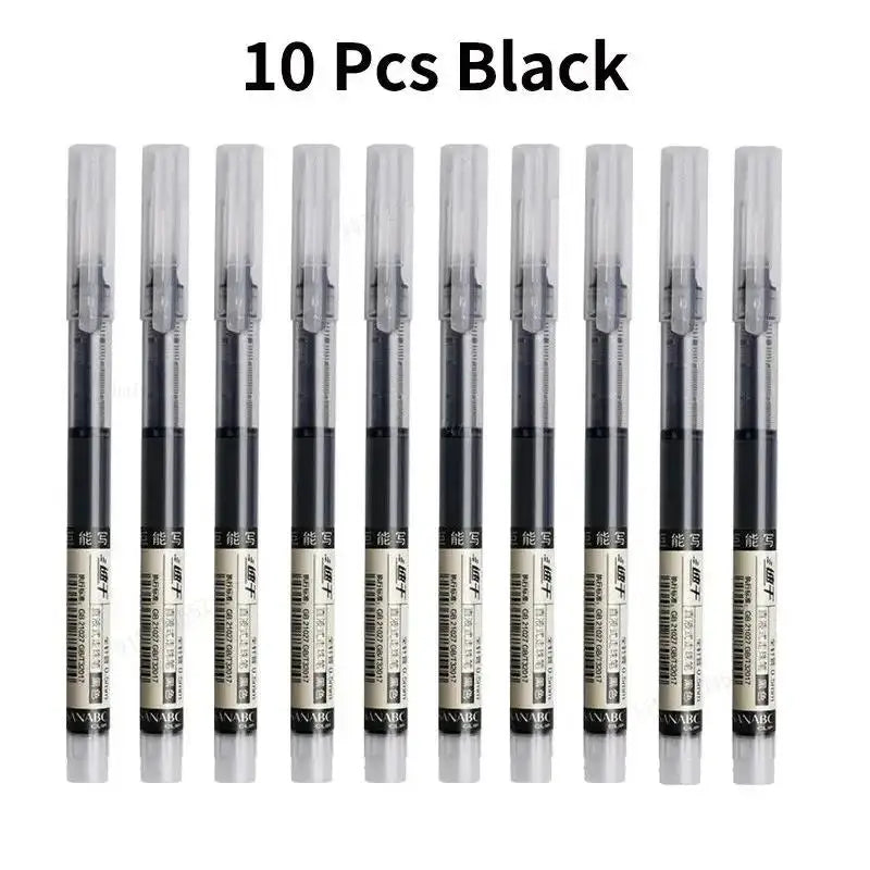 10pcs High Quality 0.5mm Needle Type Gel Ink Pens Straight Liquid Ballpoint Pen Color Stationery School Office Writing Supplies