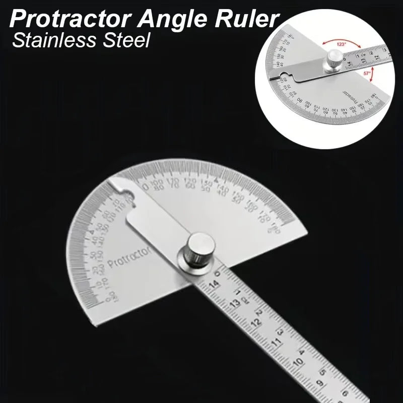 Protractor Angle Meter Measure Ruler Stainless Steel Metal Finder 180 Degree Guage Goniometer Woodworking Measurement Tool 14CM