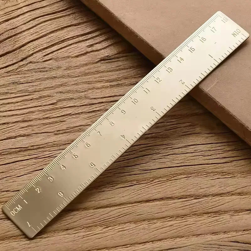 Vintage Brass Straight Ruler Creative Metal Triangle Ruler Protractor Stationery Measuring Tool School Supplies Multiple Lengths