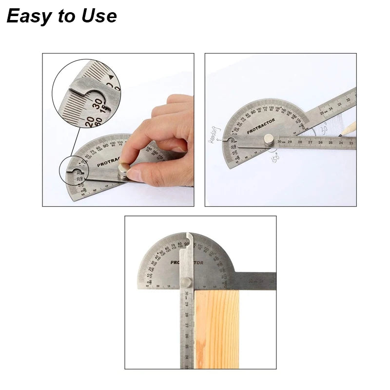 Protractor Angle Meter Measure Ruler Stainless Steel Metal Finder 180 Degree Guage Goniometer Woodworking Measurement Tool 14CM