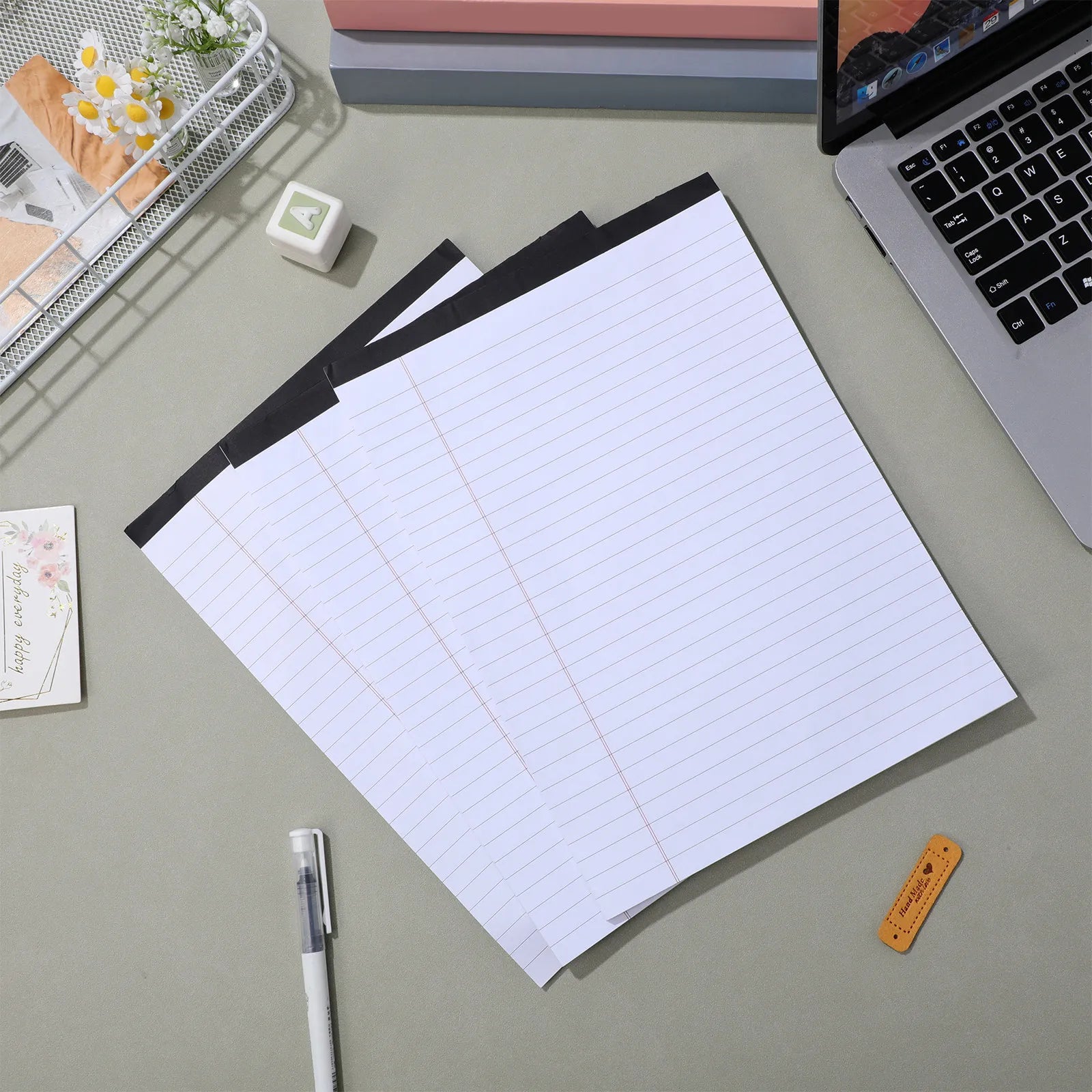 3Pcs A4 Lined Notepad 11.2x8.2 Inch College Ruled Paper Pad 30 Sheets Per Pad Smooth Writing No Bleed Ideal for Work Study