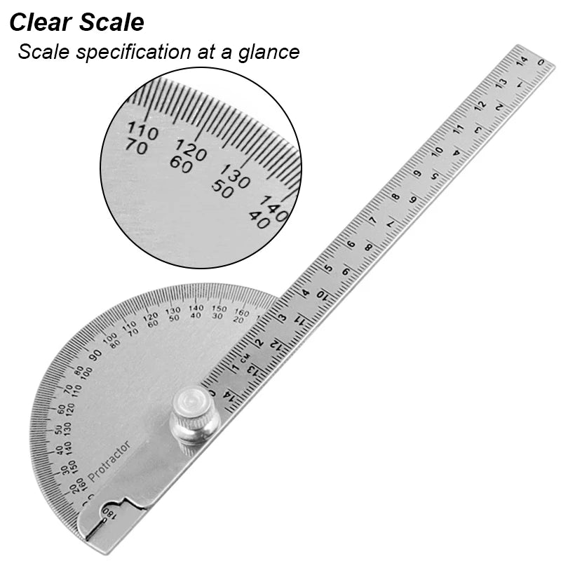 Protractor Angle Meter Measure Ruler Stainless Steel Metal Finder 180 Degree Guage Goniometer Woodworking Measurement Tool 14CM