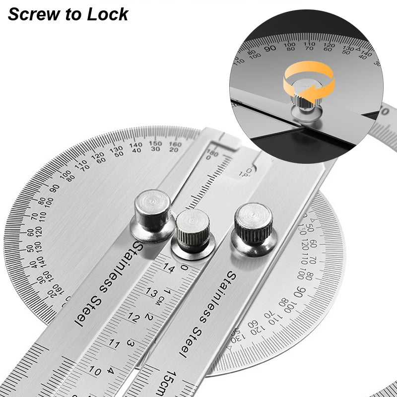 Protractor Angle Meter Measure Ruler Stainless Steel Metal Finder 180 Degree Guage Goniometer Woodworking Measurement Tool 14CM