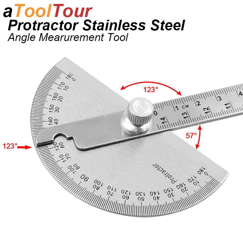 Protractor Angle Meter Measure Ruler Stainless Steel Metal Finder 180 Degree Guage Goniometer Woodworking Measurement Tool 14CM