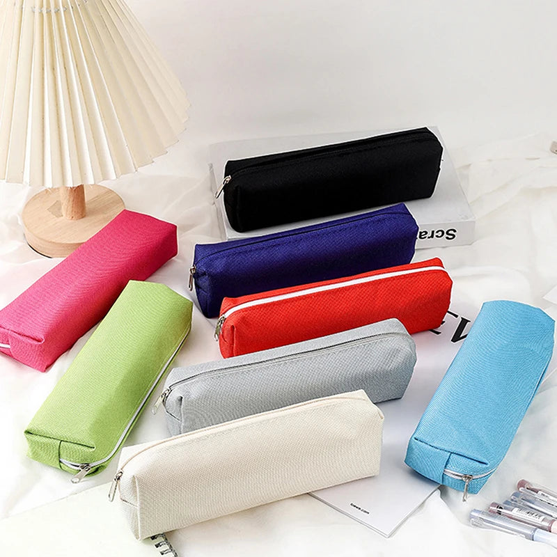 Simple Solid Color Pencil Case – School Supplies Pencil Pouch