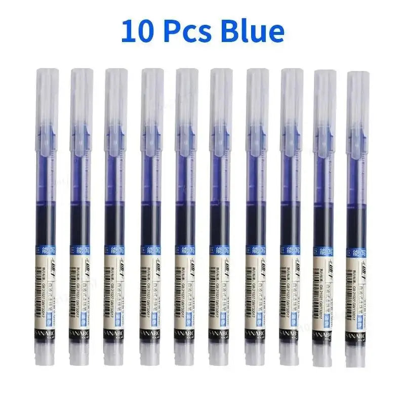 10pcs High Quality 0.5mm Needle Type Gel Ink Pens Straight Liquid Ballpoint Pen Color Stationery School Office Writing Supplies