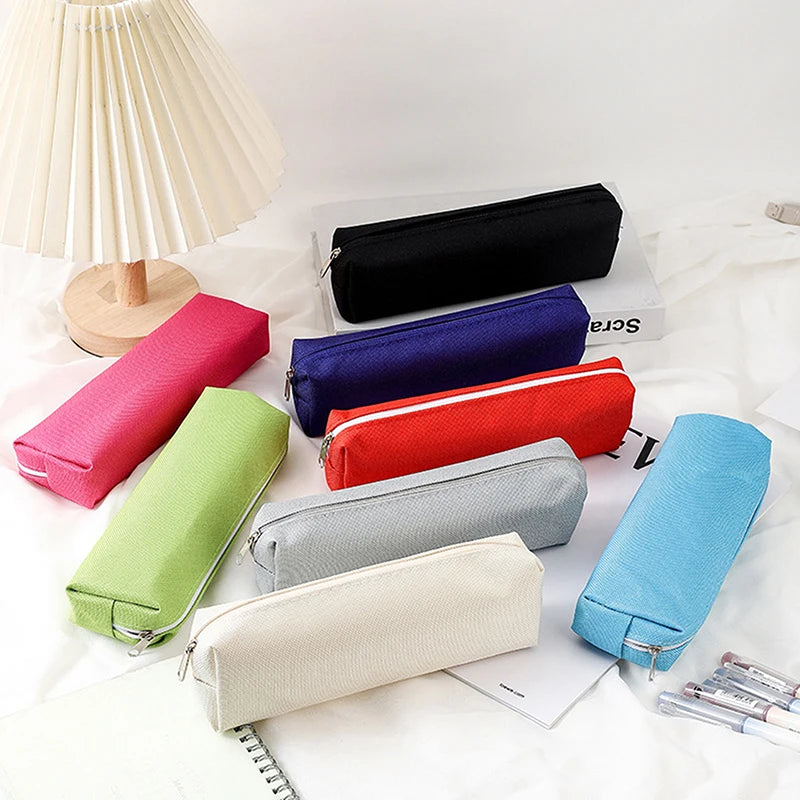 Simple Solid Color Pencil Case – School Supplies Pencil Pouch
