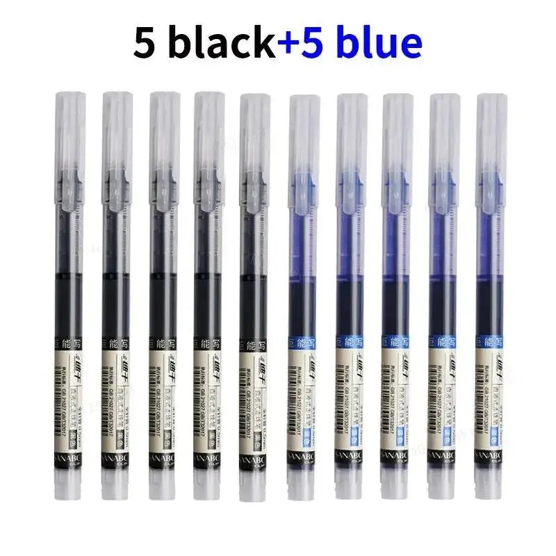 10pcs High Quality 0.5mm Needle Type Gel Ink Pens Straight Liquid Ballpoint Pen Color Stationery School Office Writing Supplies